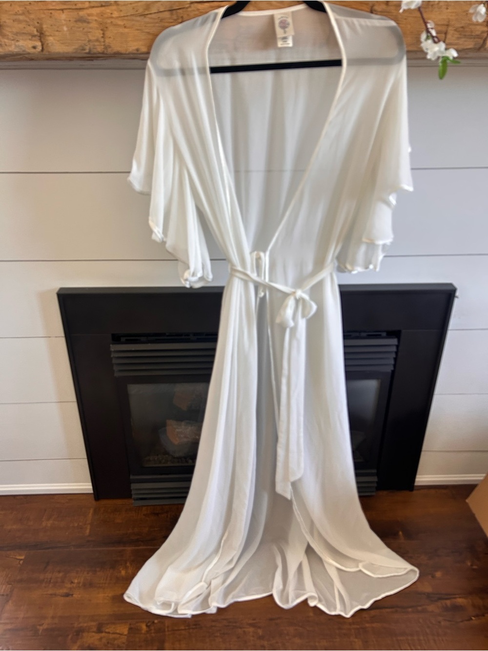Sheer White Robe with Tie Waist